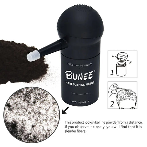 BUNEE Hair Fiber Set 15g – Natural Hair Fibers for Men, Fills Balding Areas & Part Lines.