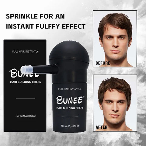 BUNEE Hair Fiber Set 15g – Natural Hair Fibers for Men, Fills Balding Areas & Part Lines.