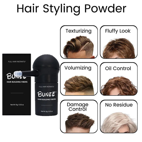 BUNEE Hair Fiber Set 15g – Natural Hair Fibers for Men, Fills Balding Areas & Part Lines.