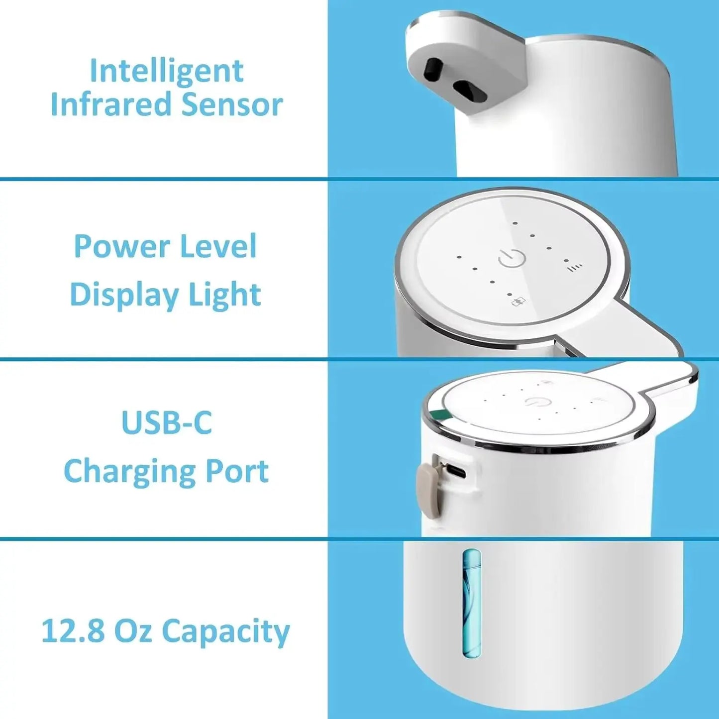 Touchless Automatic Foaming Soap Dispenser | 380ml, USB Rechargeable, 4 Levels