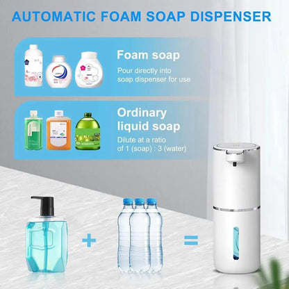 Touchless Automatic Foaming Soap Dispenser | 380ml, USB Rechargeable, 4 Levels