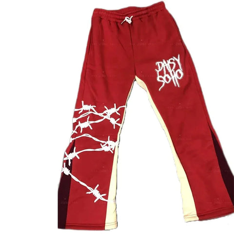 Y2K Hip-Hop Loose Trousers – Letter Print & Splicing, American High Street Style