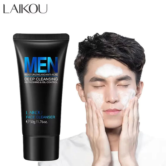 LAIKOU Men’s Facial Cleanser – Oil Control, Blackhead Removal, Moisturizing & Deep Nourishing Scrub