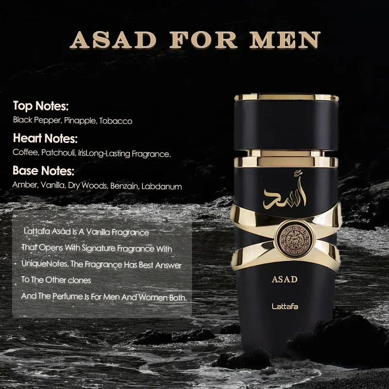 Asad Men's Eau De Toilette 100ml – Long-Lasting Unisex Arabian Perfume