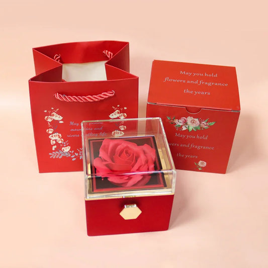 Eternal Rose Box - With Personalized Necklace & Real Rose