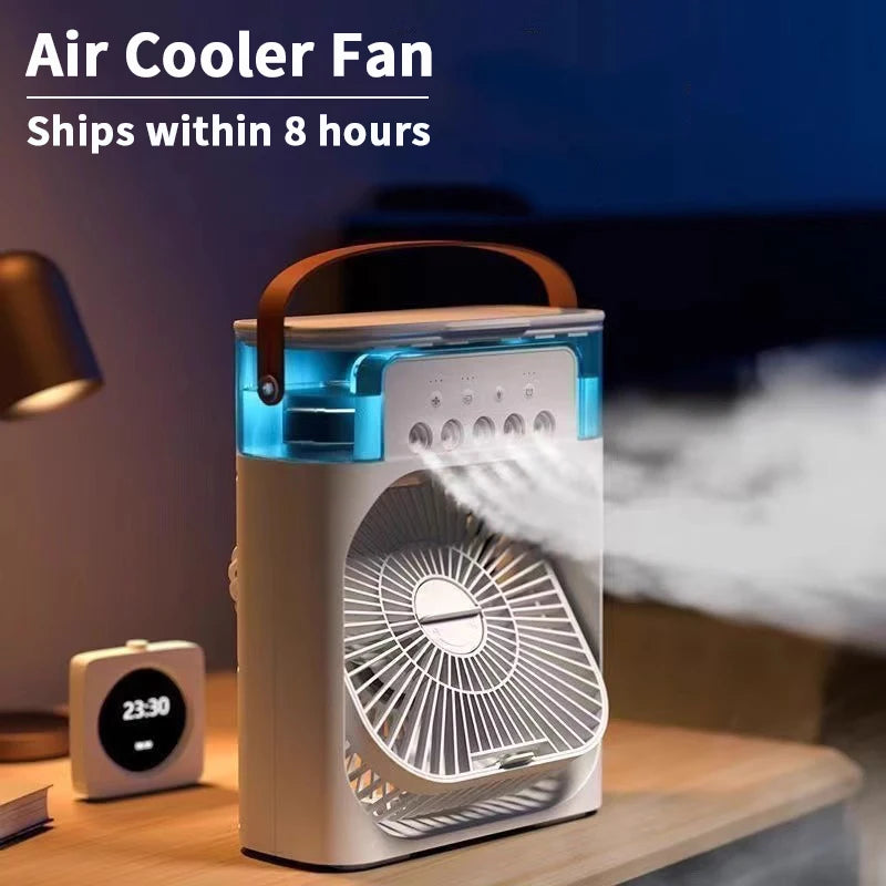 3-in-1 Portable Air Cooler Fan with LED Light & Humidifier