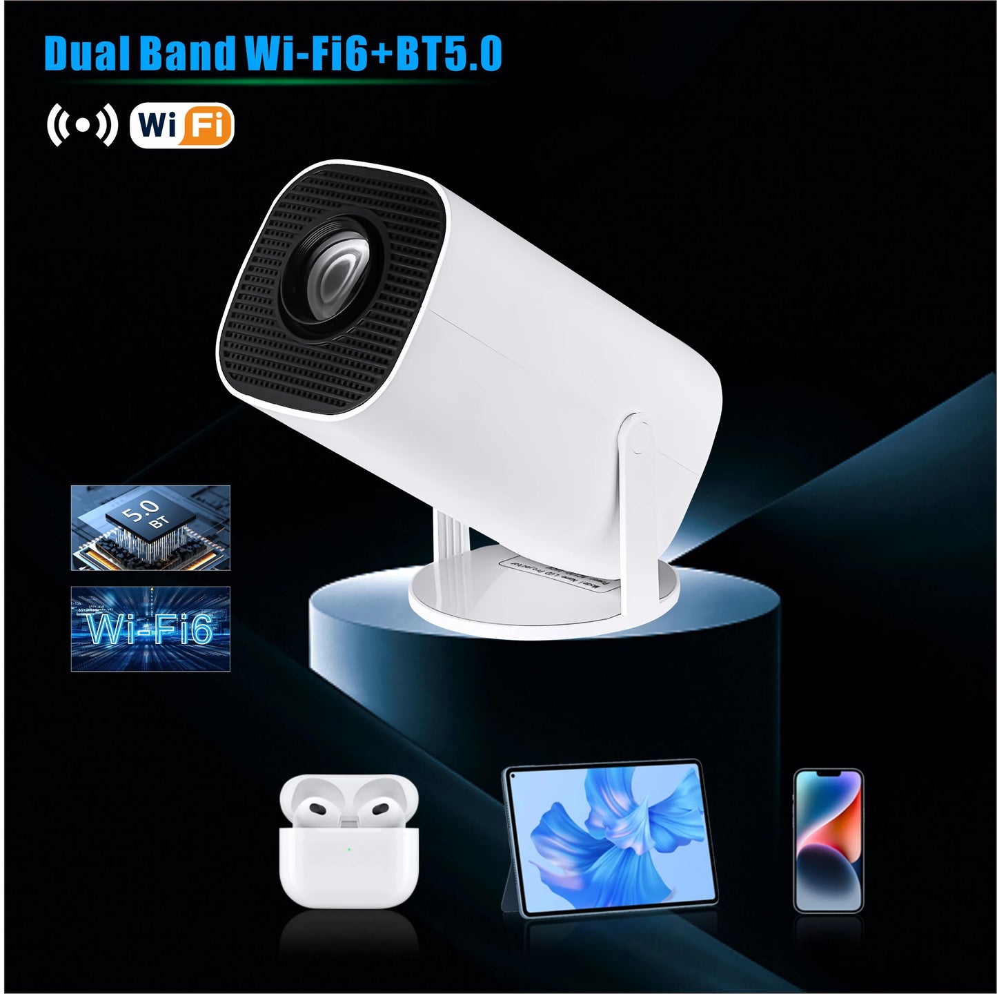 ISINBOX P30 Pro Smart Projector | Android 12, WiFi 6, 720P HD, 4K Support