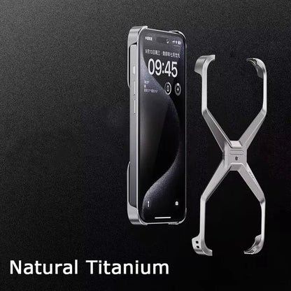 Metal Rimless Aluminum Case for iPhone 12-16 Pro Max – Removable, Heat-Dissipating Armor Cover.