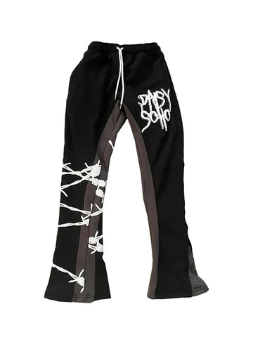 Y2K Hip-Hop Loose Trousers – Letter Print & Splicing, American High Street Style